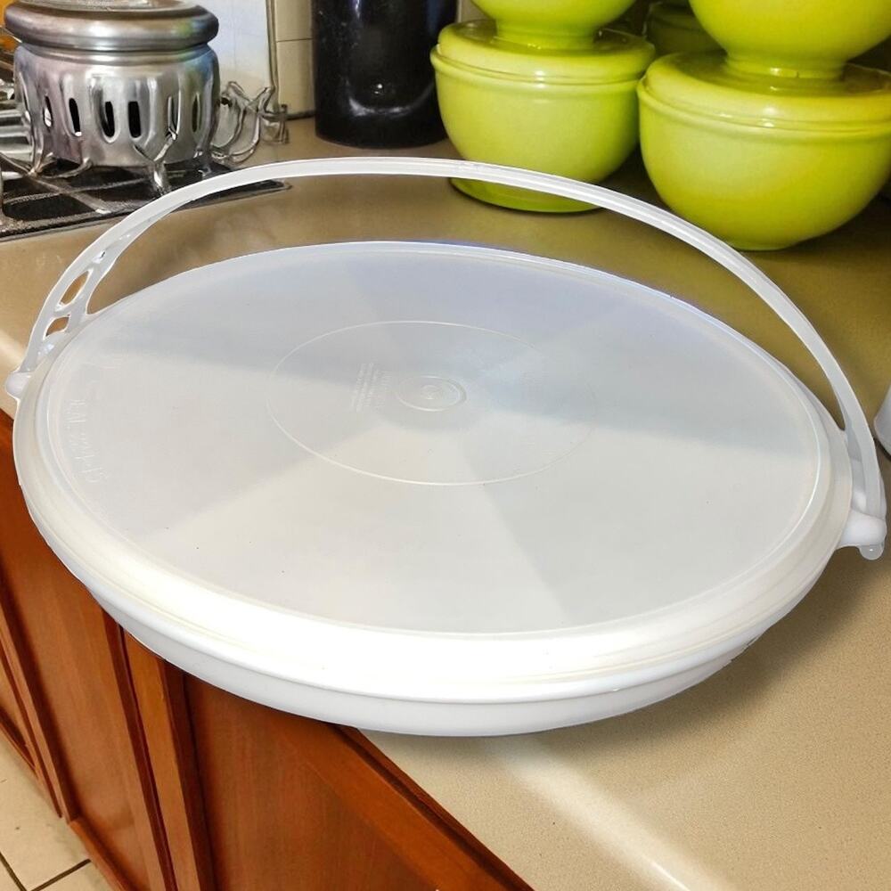Tupperware Party Susan Divided Serving Tray 405 Lid 224 Handle Off White Vintage